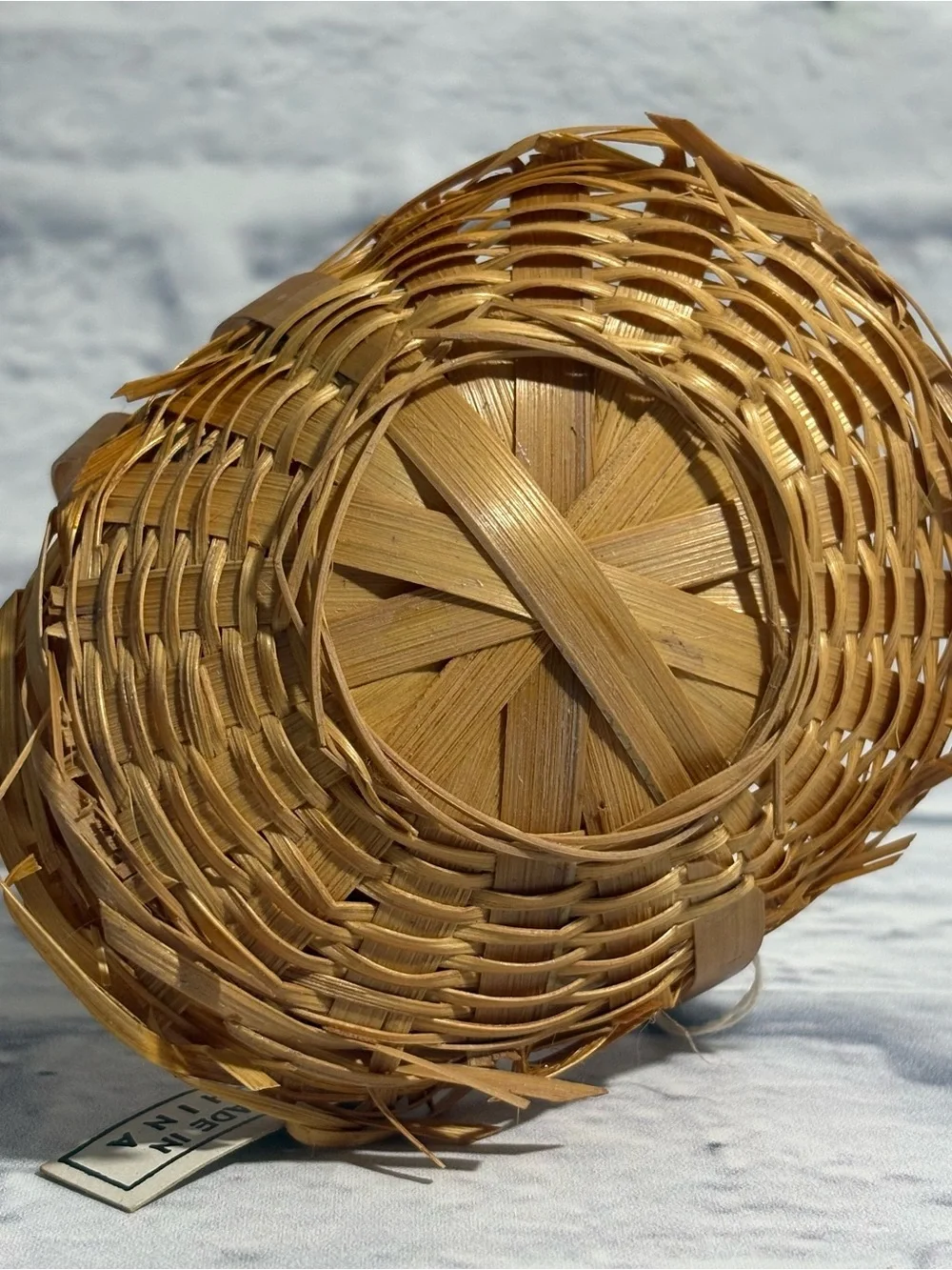 Vintage miniature woven wicker decorative hand baskets (set of 2)